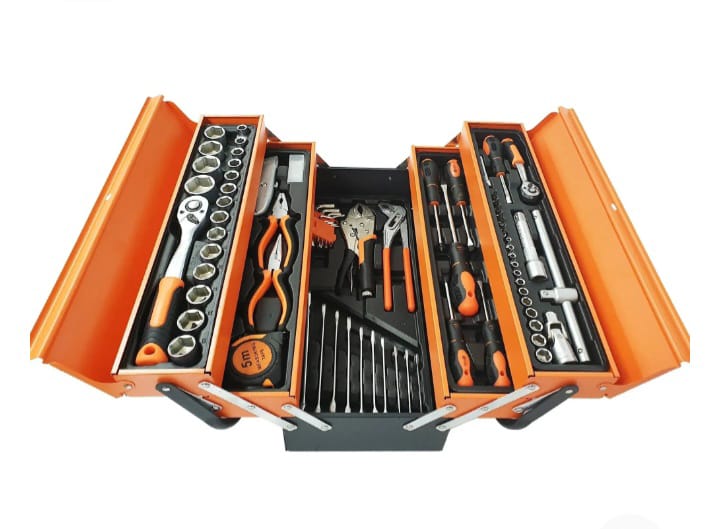 85 Piece Tool Set with Metal Box. 1/4″ and 1/2″